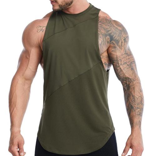 Sports plus size slight stretch patchwork quick dry breathable sleeveless vest