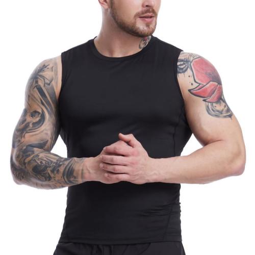 Sports plus size slight stretch solid color tight quick dry sleeveless vest
