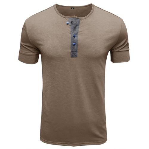 Casual plus size slight stretch simple 6 colors button short sleeve t-shirt