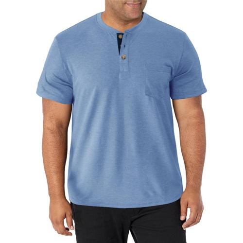 Casual plus size slight stretch simple solid button pocket short sleeve t-shirt
