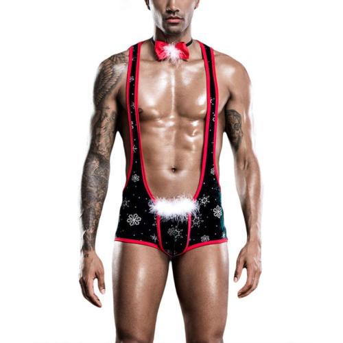 Sexy slight stretch snowflake print christmas costume(with hat,bow tie)