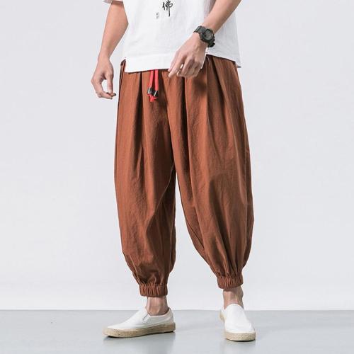 Stylish m-5xl plus size non-stretch pocket drawstring harlan trousers