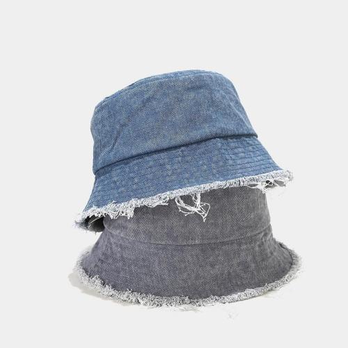 One pc denim raw edge simple outdoor bucket hat 56-58cm