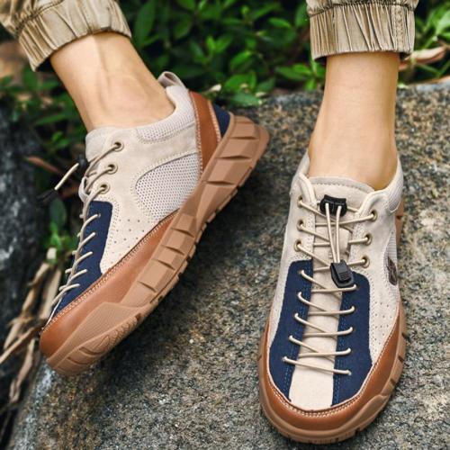 Stylish 3-colors stitching lightweight breathable non-slip sneakers