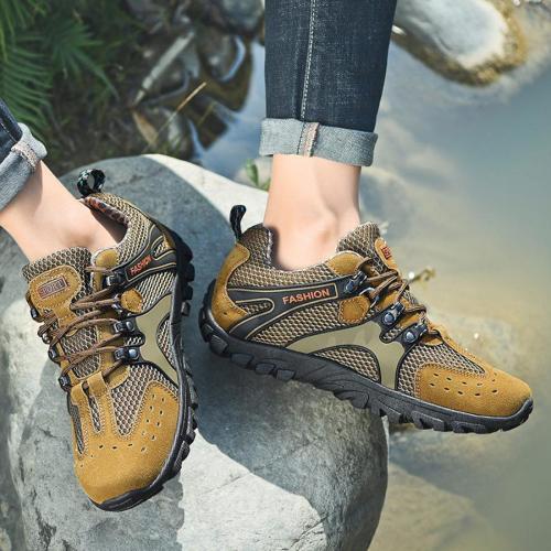 Stylish 4-colors non-slip mesh breathable outdoor hiking lace-up sneakers