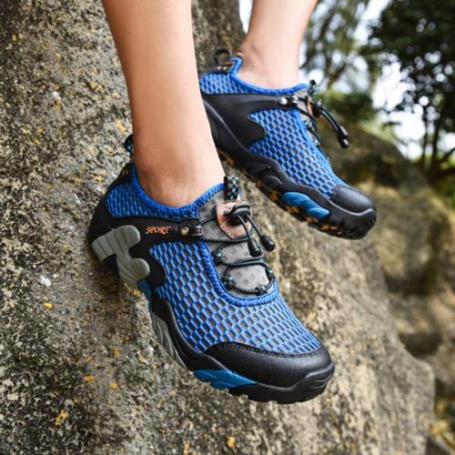 Stylish 6-colors non-slip outdoor hiking mesh breathable low top sneakers
