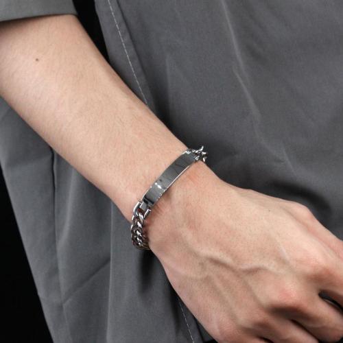 One pc hip hop stainless steel glossy curved card couple bracelet(length:220mm)