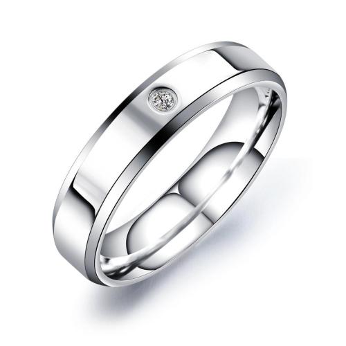 One pc stainless steel rhinestone couple ring(width:5mm)