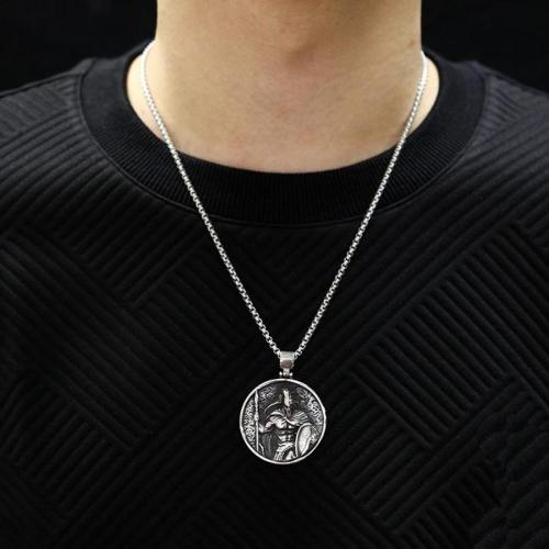 One pc retro hip hop stainless steel warrior pendant necklace(length:3*55cm)