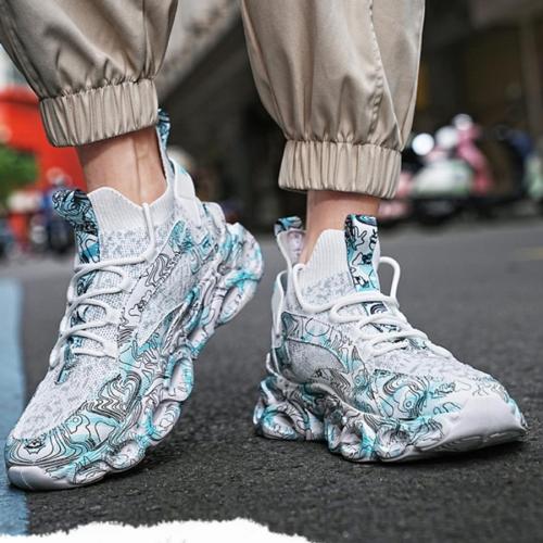 Stylish breathable shock absorbing soft sole lace-up sneakers