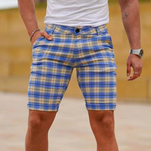 Casual plus size non-stretch latticed 2 colors pocket all-match suit shorts
