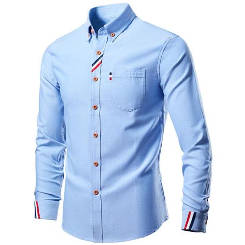 Casual plus size non-stretch button pocket striped shirt size run small