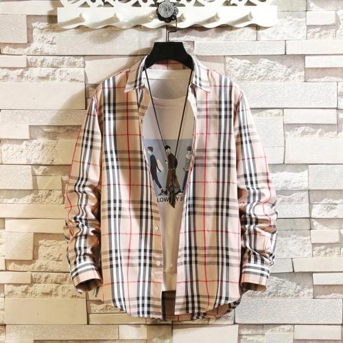 Casual plus size non-stretch long sleeve button plaid shirt size run small
