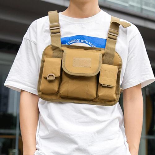 Stylish new solid color canvas velcro chest backpack