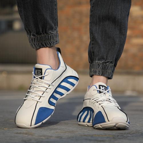 Stylish 3-colors stripe lace-up all-match height-increasing sneakers