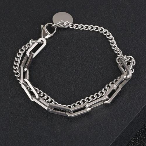 One pc two layer hip hop titanium steel couple bracelet(length:21cm)