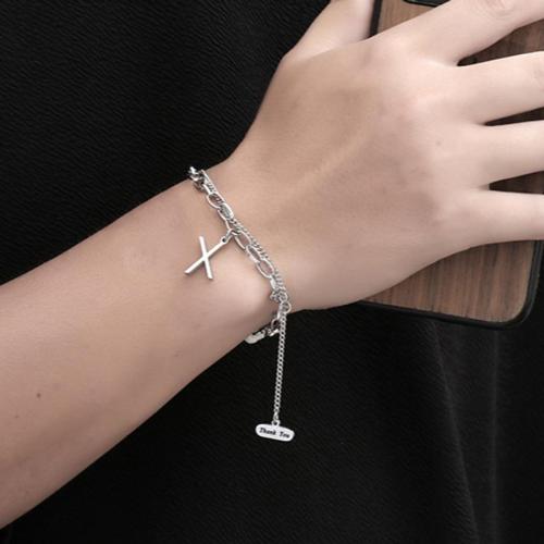 One pc titanium steel hip hop cross pendage bracelets(length:21+3cm)