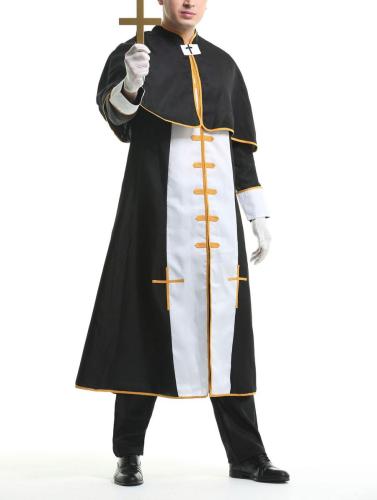 Halloween cosplay priest black robe costume(with cross & gloves,no pants)