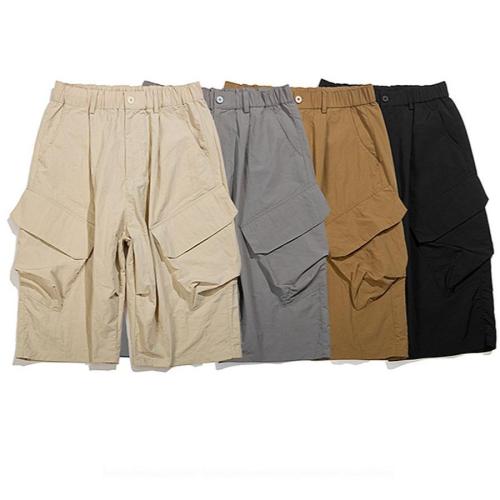 Casual plus size non-stretch pocket cargo straight shorts(size run small)