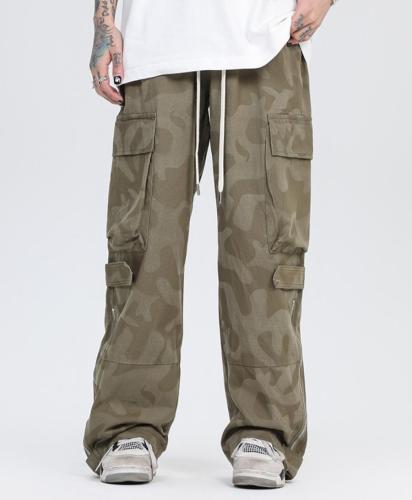 Casual plus size non-stretch camo printing cargo pants(size run small)