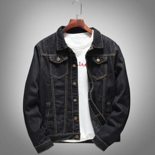 Casual plus size non-stretch button decor denim jacket size run small