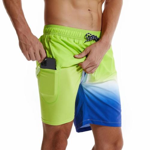 Stylish gradient color tie dye pocket beach shorts(with lined)