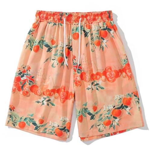 Casual plus size non-stretch fruit floral print quick dry shorts size run small