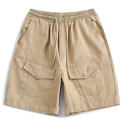 Casual plus size non-stretch simple solid loose cargo short size run small