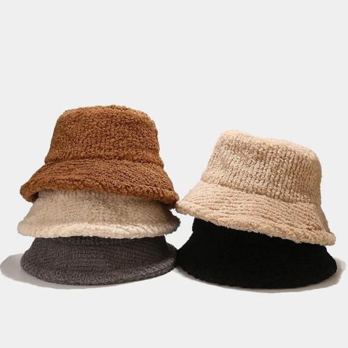 One pc simple thick plush adjustable bucket hat 56-58cm