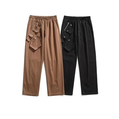 Casual plus size non-stretch loose straight cargo pants size run small