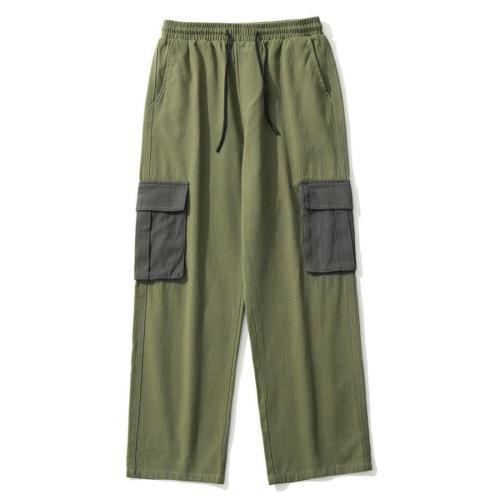 Casual plus size non-stretch patchwork pocket cargo pants size run small