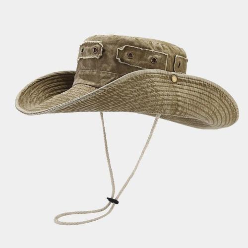 One pc retro big brim brass buckle patch adjustable fishing sun hat