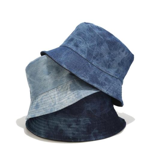 One pc washed vintage denim tie dye double-sided wear bucket hat 56-58cm