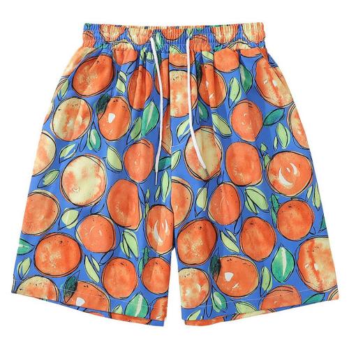 Casual plus size non-stretch fruit batch printing shorts(size run small)