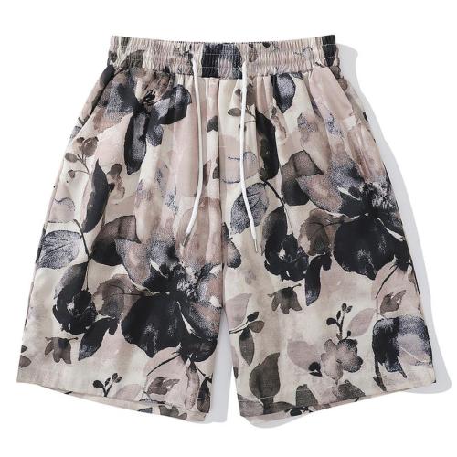 Casual plus size non-stretch flower batch printing shorts(size run small)