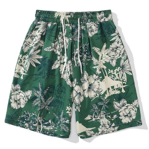Casual plus size non-stretch floral batch printing pocket shorts(size run small)