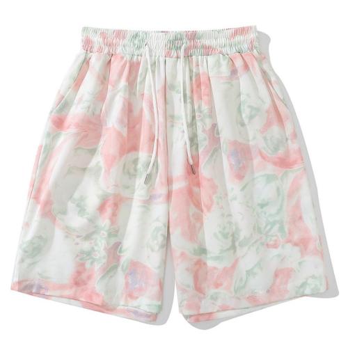 Casual plus size non-stretch floral graphic tie dye shorts(size run small)