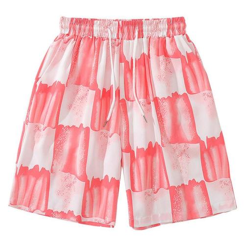 Casual plus size non-stretch lattice printing shorts(size run small)