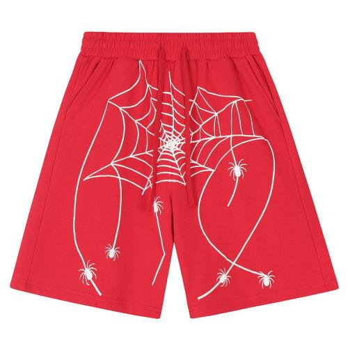 Casual plus size non-stretch spider web fixed print shorts(size run small)