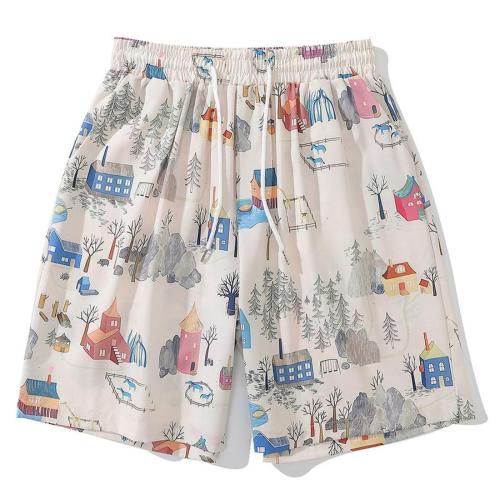 Casual plus size non-stretch cartoon graphic printing shorts(size run small)