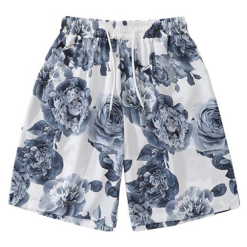 Casual retro plus size non-stretch flower batch print shorts(size run small)