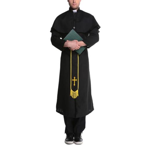 Halloween contrast color belt cosplay priest costume(with shawl)