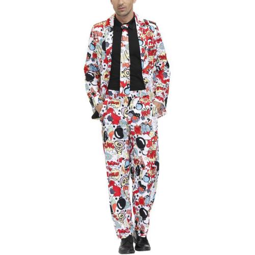 Halloween batch printing clown disco three-piece set costume(with tie)