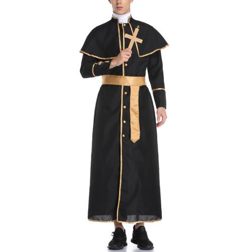 Halloween cosplay priest costume(with belt & cross)