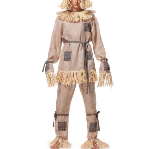 Halloween cosplay scarecrow costume(with hat & belt)