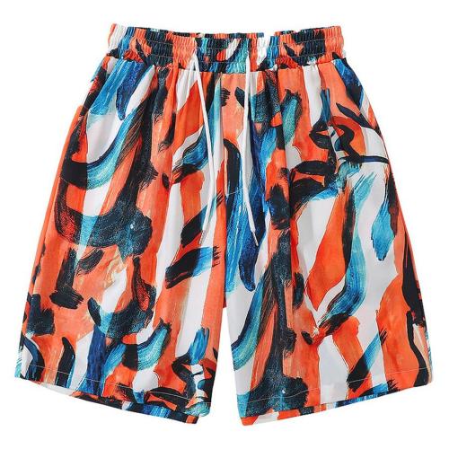 Casual plus size non-stretch pocket batch printing shorts(size run small)