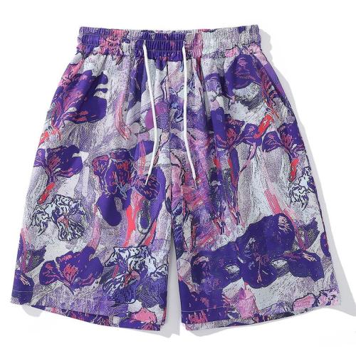 Casual plus size non-stretch allover batch printing shorts(size run small)