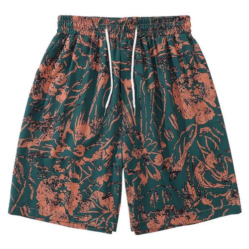 Casual plus size non-stretch batch print pocket shorts(size run small)