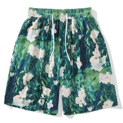 Casual plus size non-stretch floral batch printing pocket quick dry shorts size run small