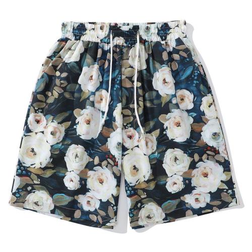 Casual plus size non-stretch floral batch printing pocket shorts size run small